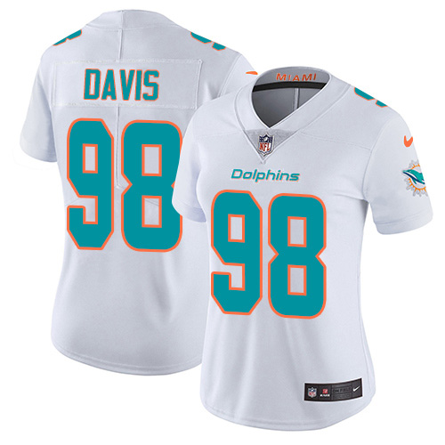 Nike Miami Dolphins #98 Raekwon Davis White Women Stitched NFL Vapor Untouchable Limited Jersey->women nfl jersey->Women Jersey